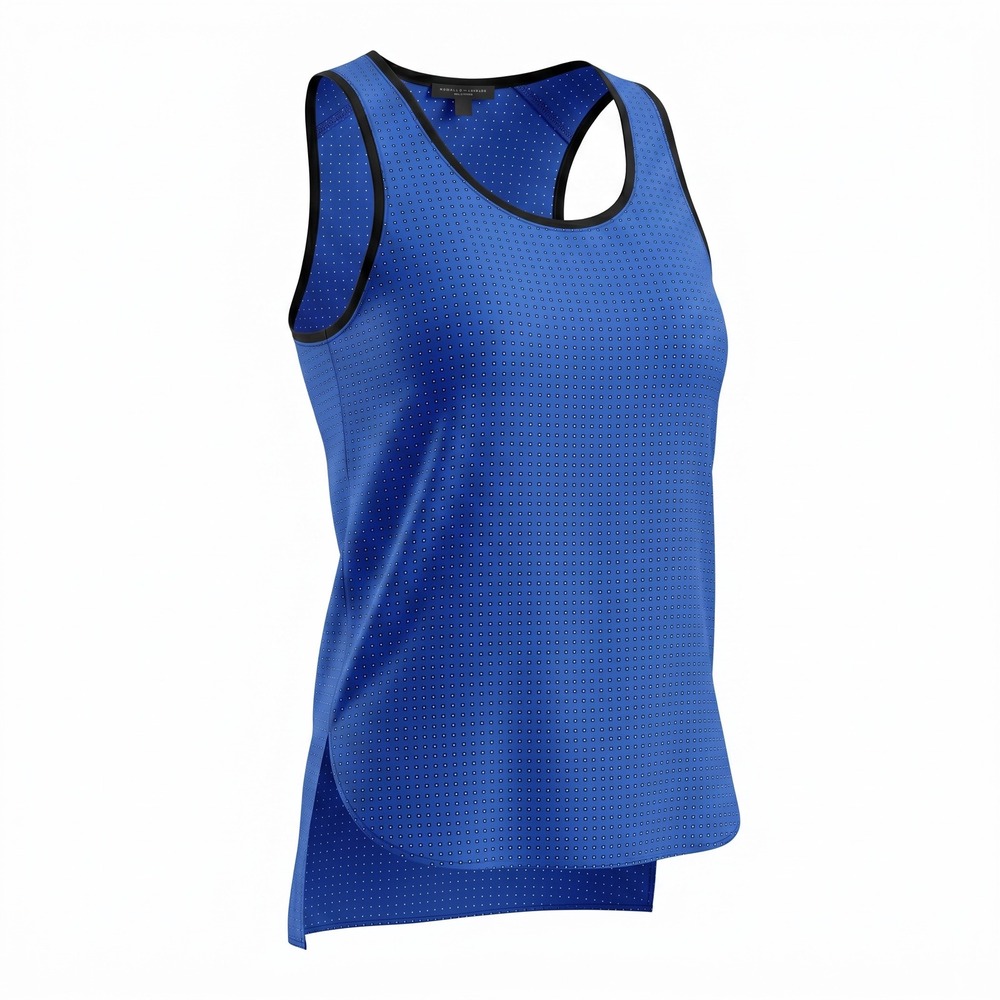 Rag & Bone Silk Tank Top XS Blue Polka Dot Racerback High Low Luxury Chic